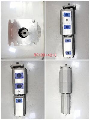 Bomba de engrenagem hidráulica de 4 estágios 80+80+40+8 Materiais de liga de ferro e alumínio de alta qualidade Gama para máquinas de construção Fábrica de suprimentos Peças hidráulicas