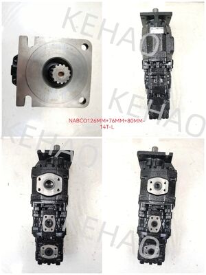 Bomba de Engrenagem NABCO NABCO126MM+76MM+80MM-14T-E Ferro alumínio aço inoxidável Bomba de Engrenagem Hidráulica de Média Alta Pressão para Equipamentos Kawasaki